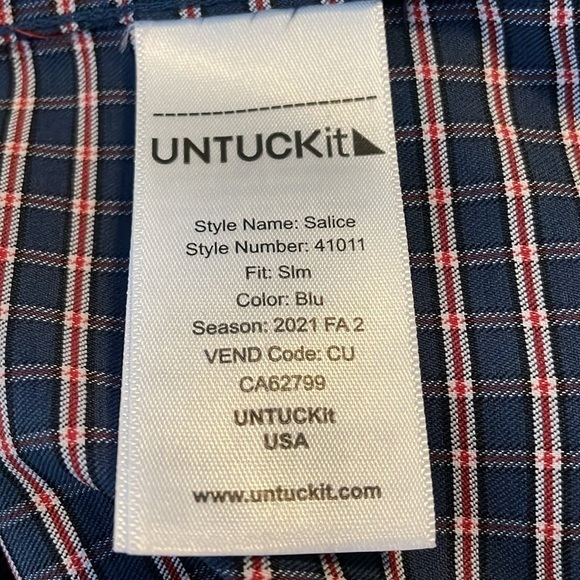 UNTUCKit Men’s Long Sleeve Button Down Red Blue Plaid Shirt Slim‎ Fit Size Large - Picture 5 of 6